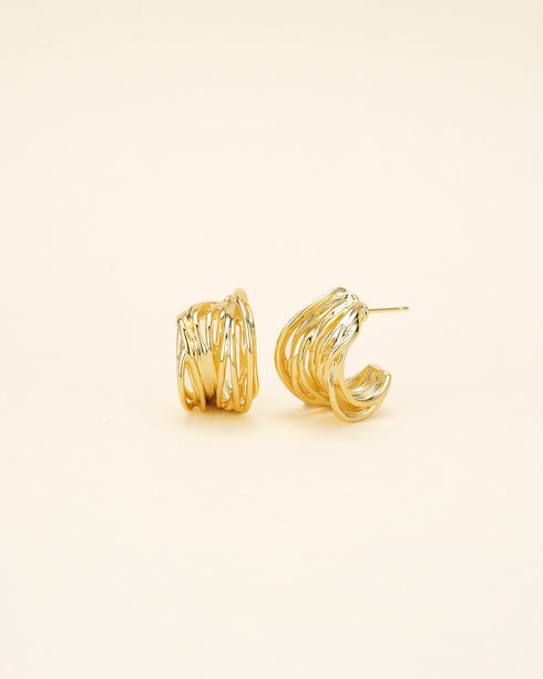 Multilayered Golden Strand Earrings - Zafari Studio Jewelry
